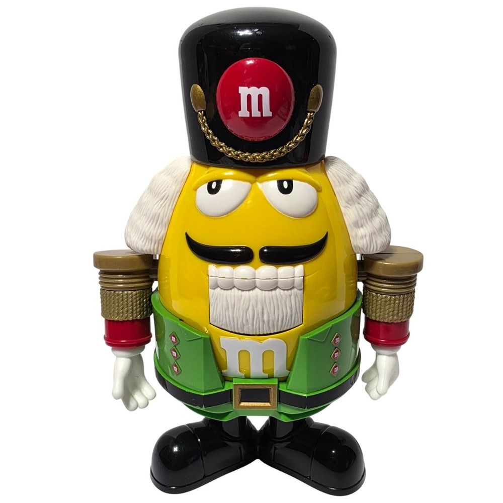 M&M Yellow Nutcracker Candy Dispenser Holiday Christmas Collectible 10 Inch